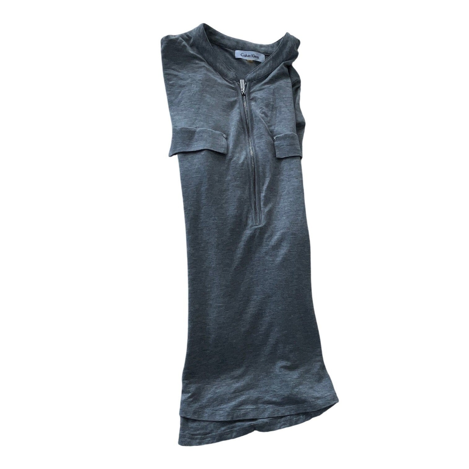 Calvin Klein Gray Zip Up Long Sleeve Shirt Sporty Athleisure Minimalist M