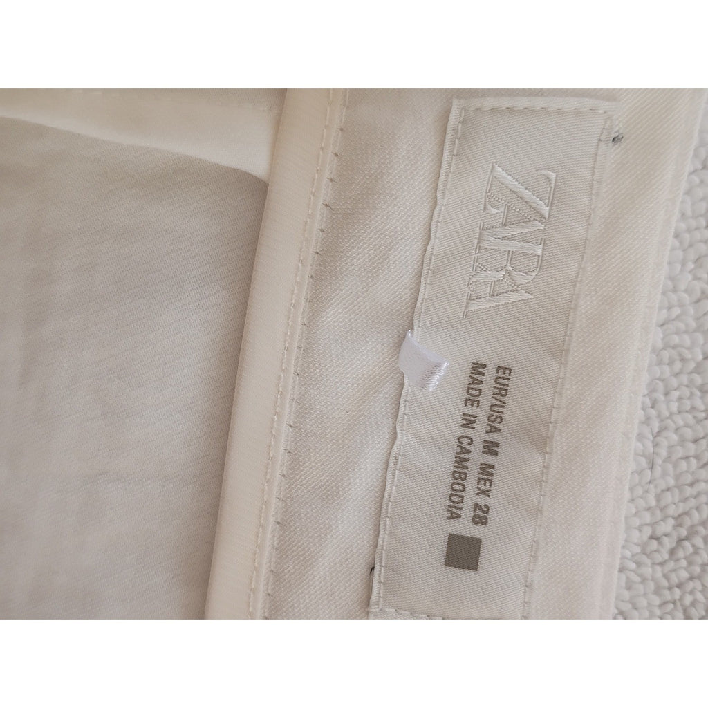 ZARA - NWOT Cream Wide Leg Cropped Pants Women's Size M