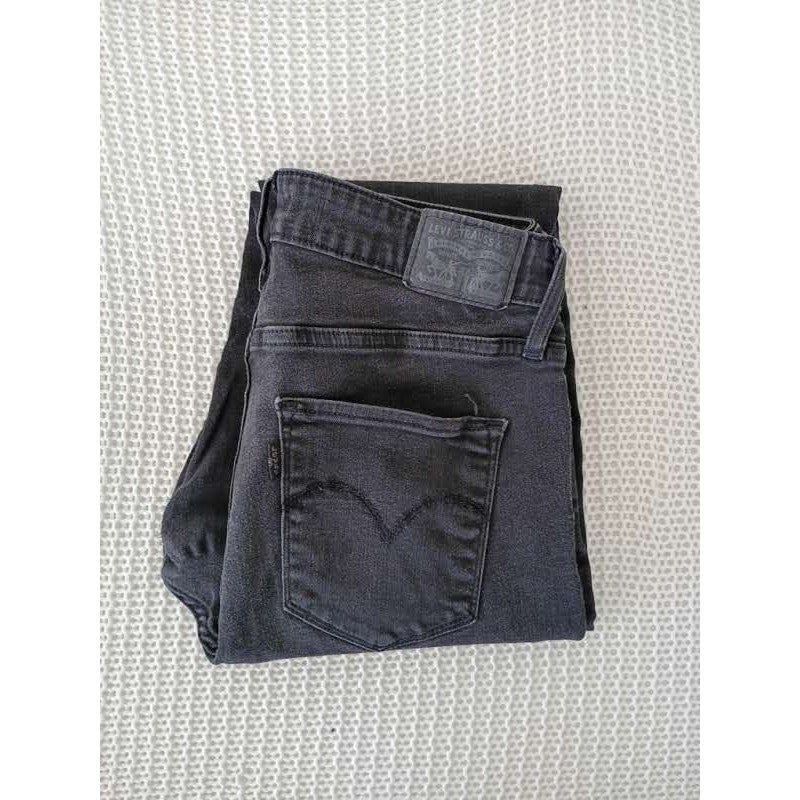Levis 721 High Rise Skinny Jeans 31x30 Charcoal Black Faded Denim Pants