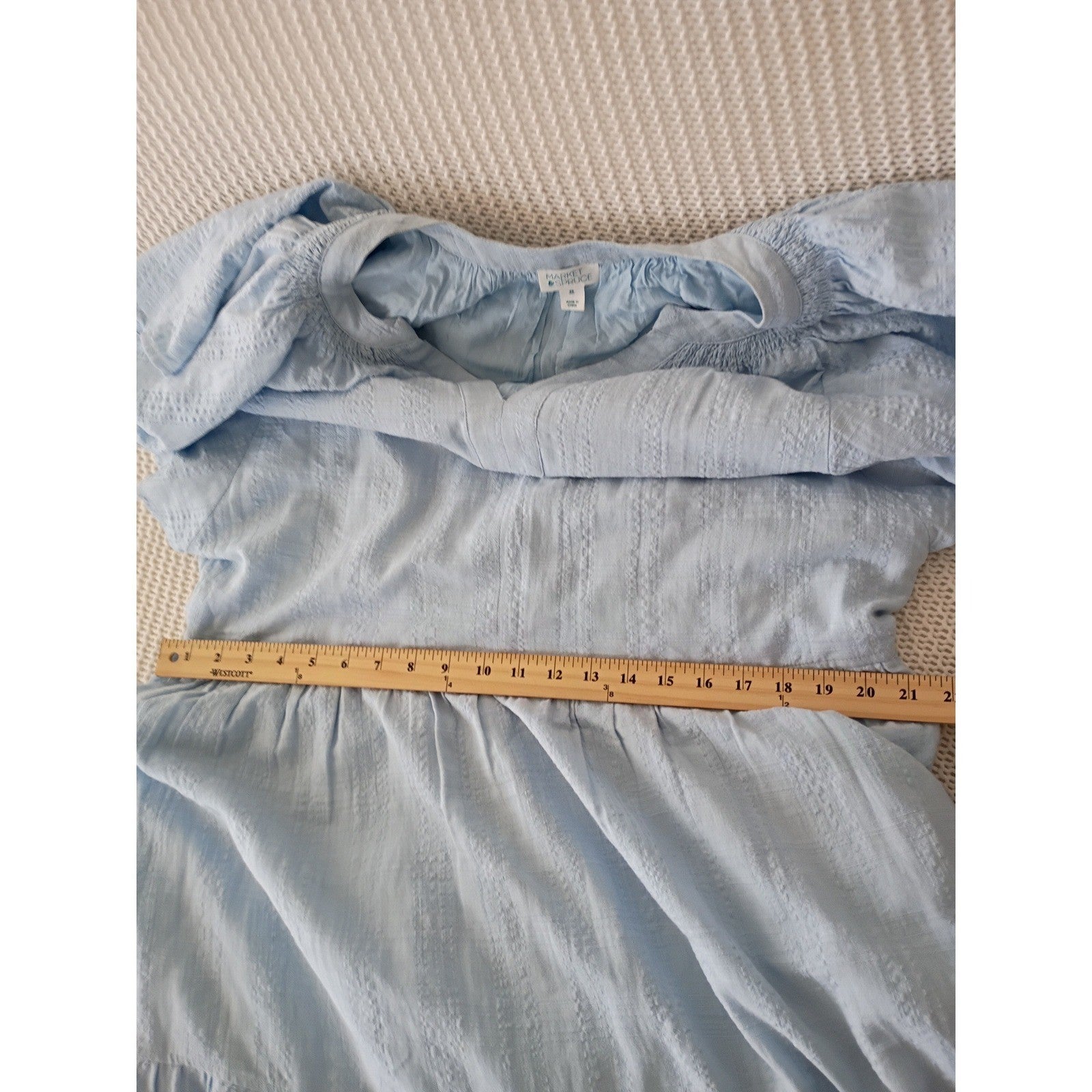 Market & Spruce Light Blue Tiered Maxi Dress XL V-Neck Flutter Sleeve Cotton Bld