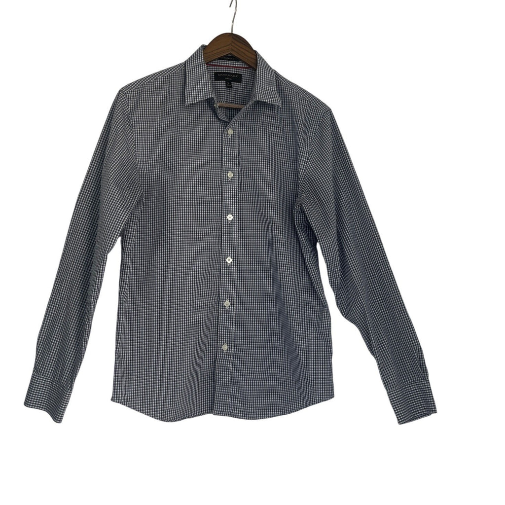 Banana Republic Untucked Fit Gingham Shirt M 100% Cotton Non-Iron Button Down