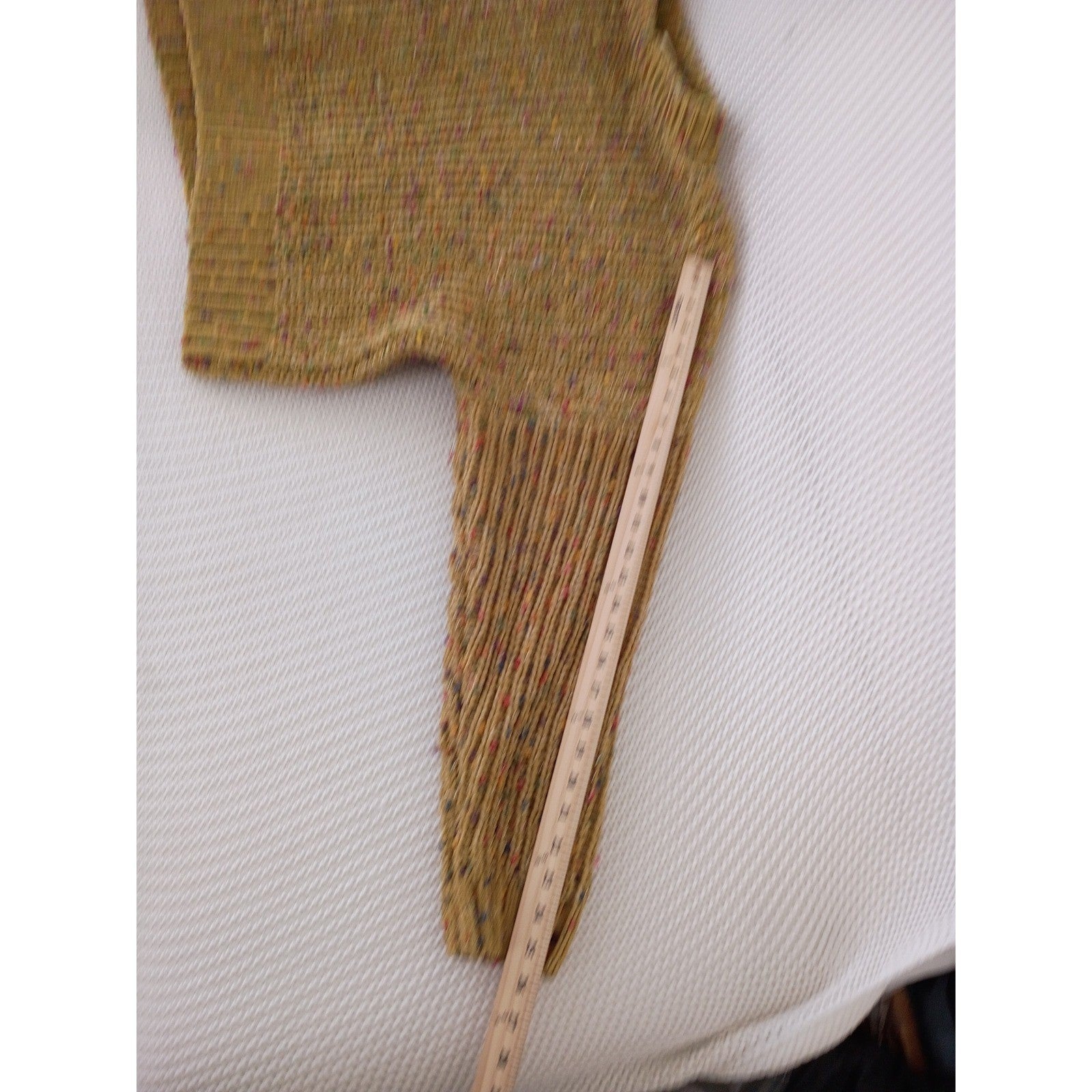 Easel Mustard Boho Eclectic Yellow Confetti Pom Pom Chunky Knit Crew Nck Sweater