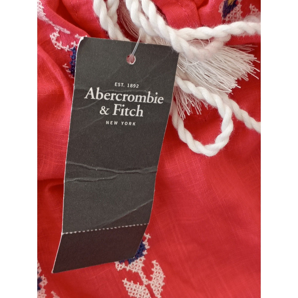 Abercrombie & Fitch NWT 100% Cotton Red Embroidered Peasant Top S Boho
