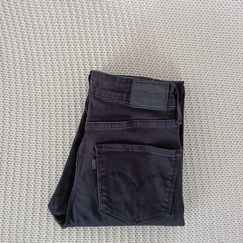 LEVI'S 721 High Rise Skinny Black Jeans 27x29 NWOT Distressed Cotton Viscose