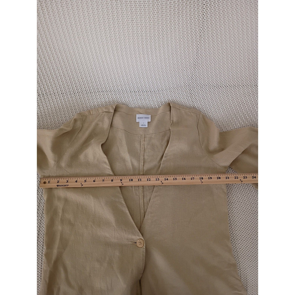 Melrose and Market Tan Linen Blend Blazer Coastal Chic Fits S/M Lagenlook
