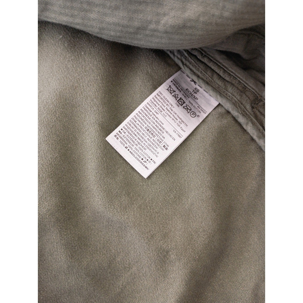 GAP Olive Green Utility Jacket Embellished Pocket Button Down Size M 100% Cotton