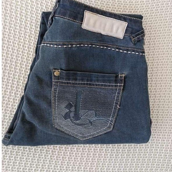 VTG Kouture Kimora Lee Simmons Y2K McBling Embroidered Jeans Dark W28x29 Low Ris