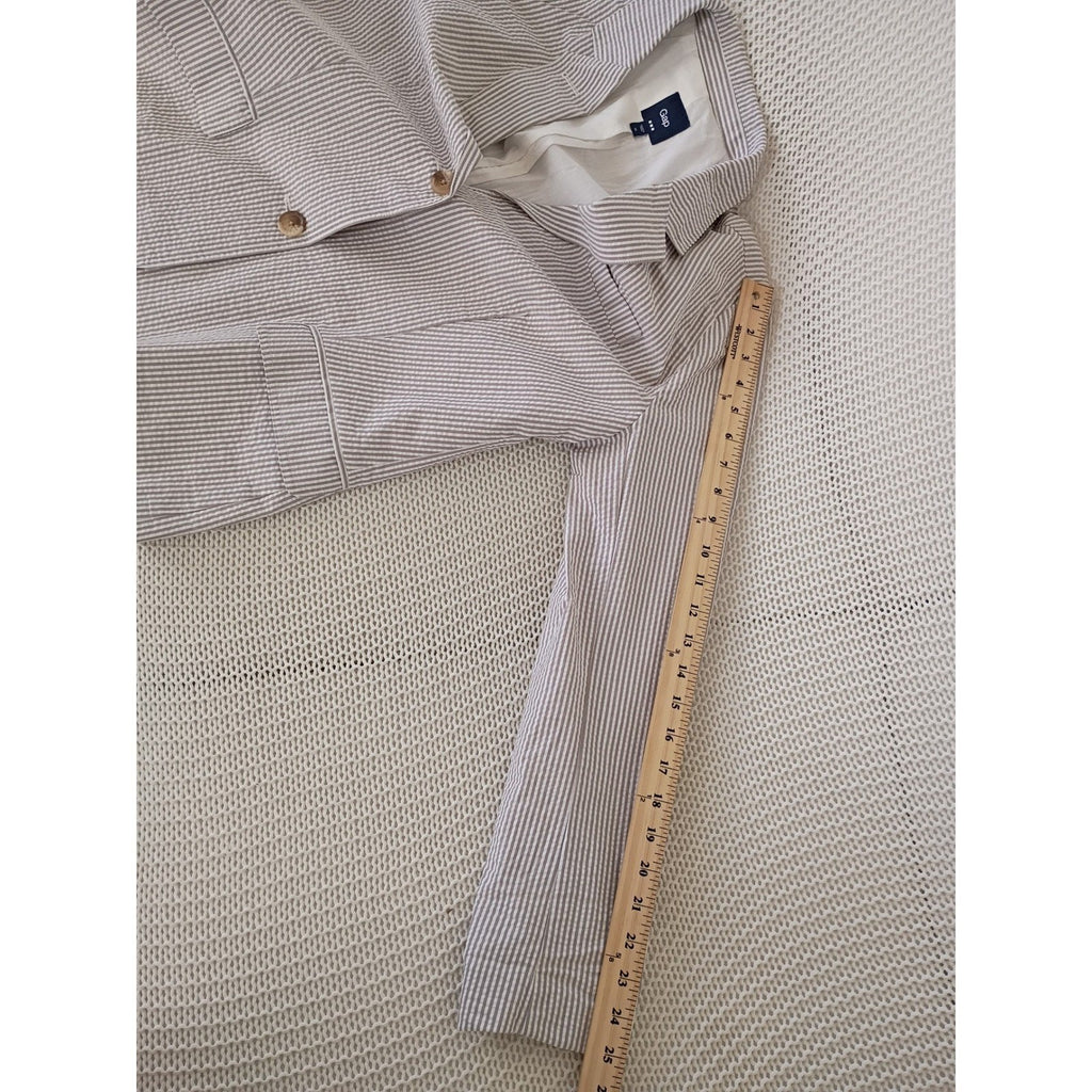 Gap NWOT Navy White 100% Cotton Seersucker Striped Blazer Jacket Coastal 14