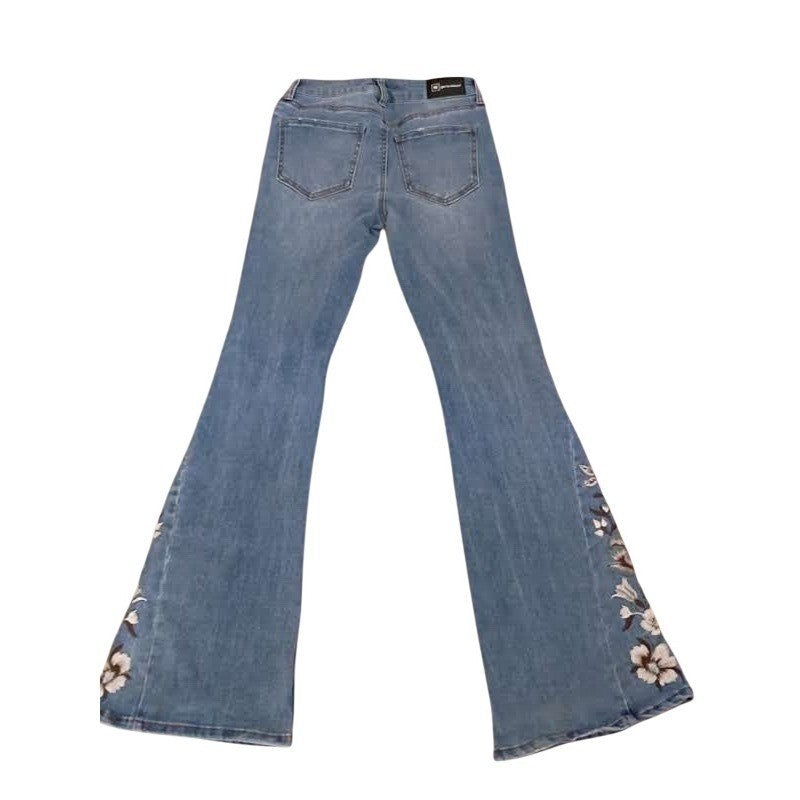 Celebrity Pink Generation Floral Embroidered Flare Jeans Light Wash Womens W 26