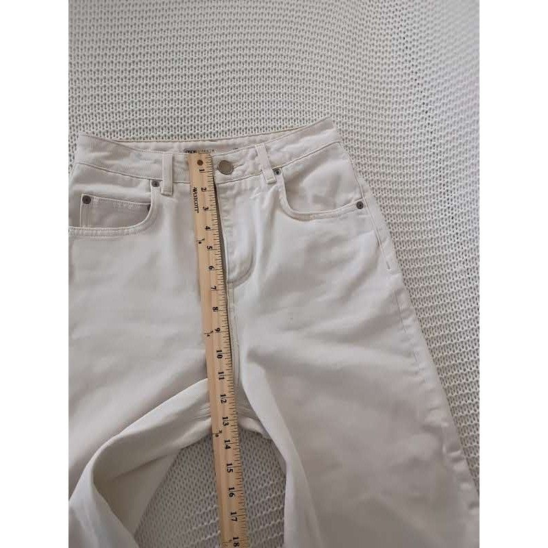 ASOS Denim Ecru Off White Wide Leg Jeans 26x26 100% Cotton High Waisted $55