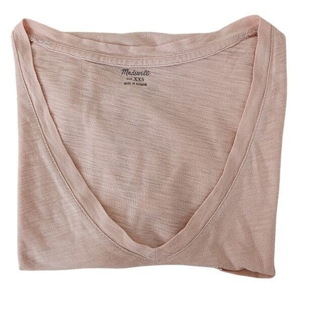 Madewell Blush Pink V Neck Pocket Tee 100% Cotton Minimalist  Basic Fits Small