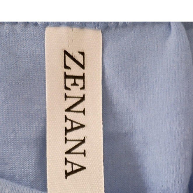 NWT Zenana Periwinkle Blue Pleated Flowy Cami Tank M Boho Lightweight Relax Fit
