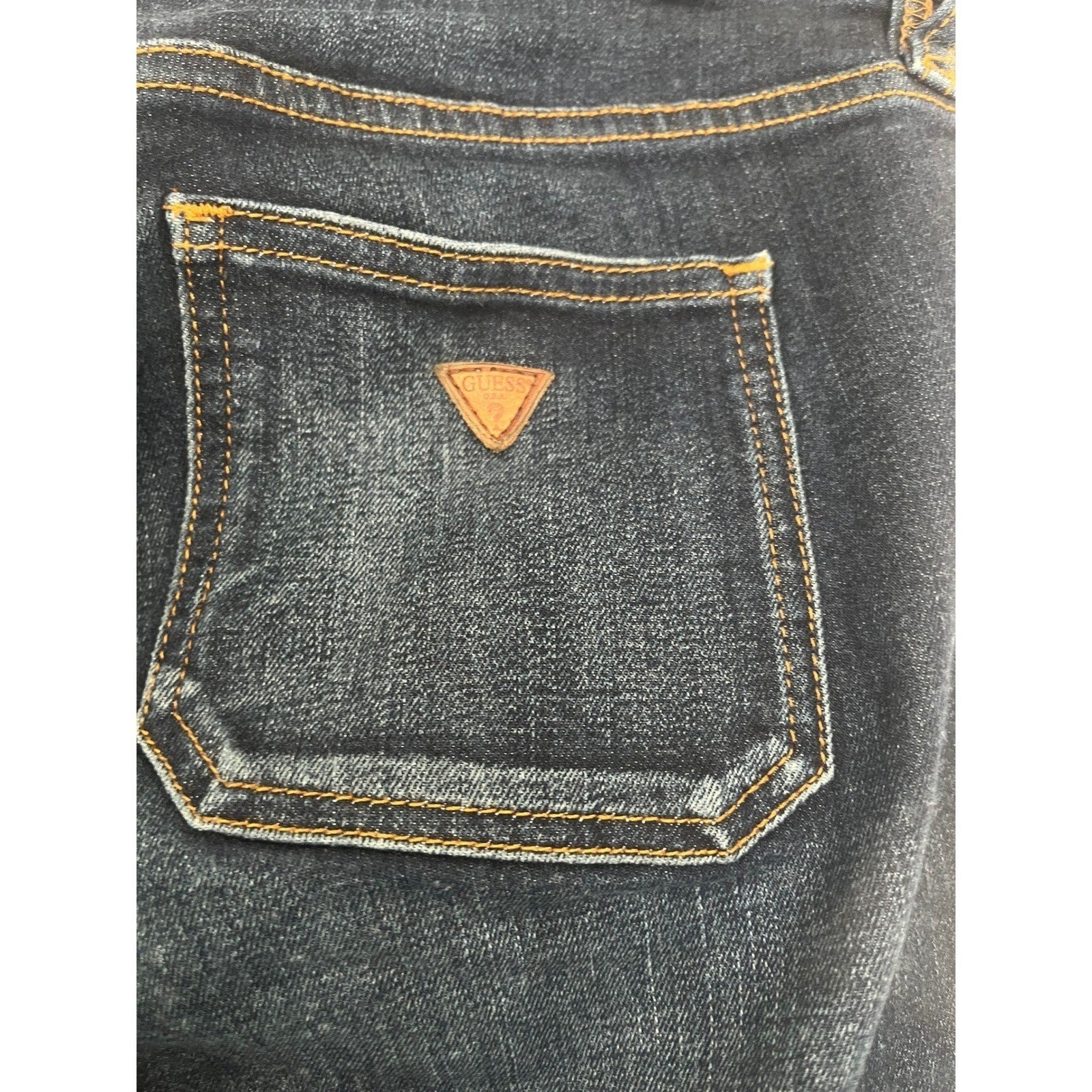 GUESS Dark Wash Flare Jeans Women Mid Rise Stretch Denim; TALL - In Seam 32"