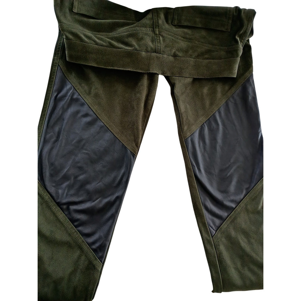 Simply Vera Wang Faux Suede Moto Leggings Pants Olive Green Size M