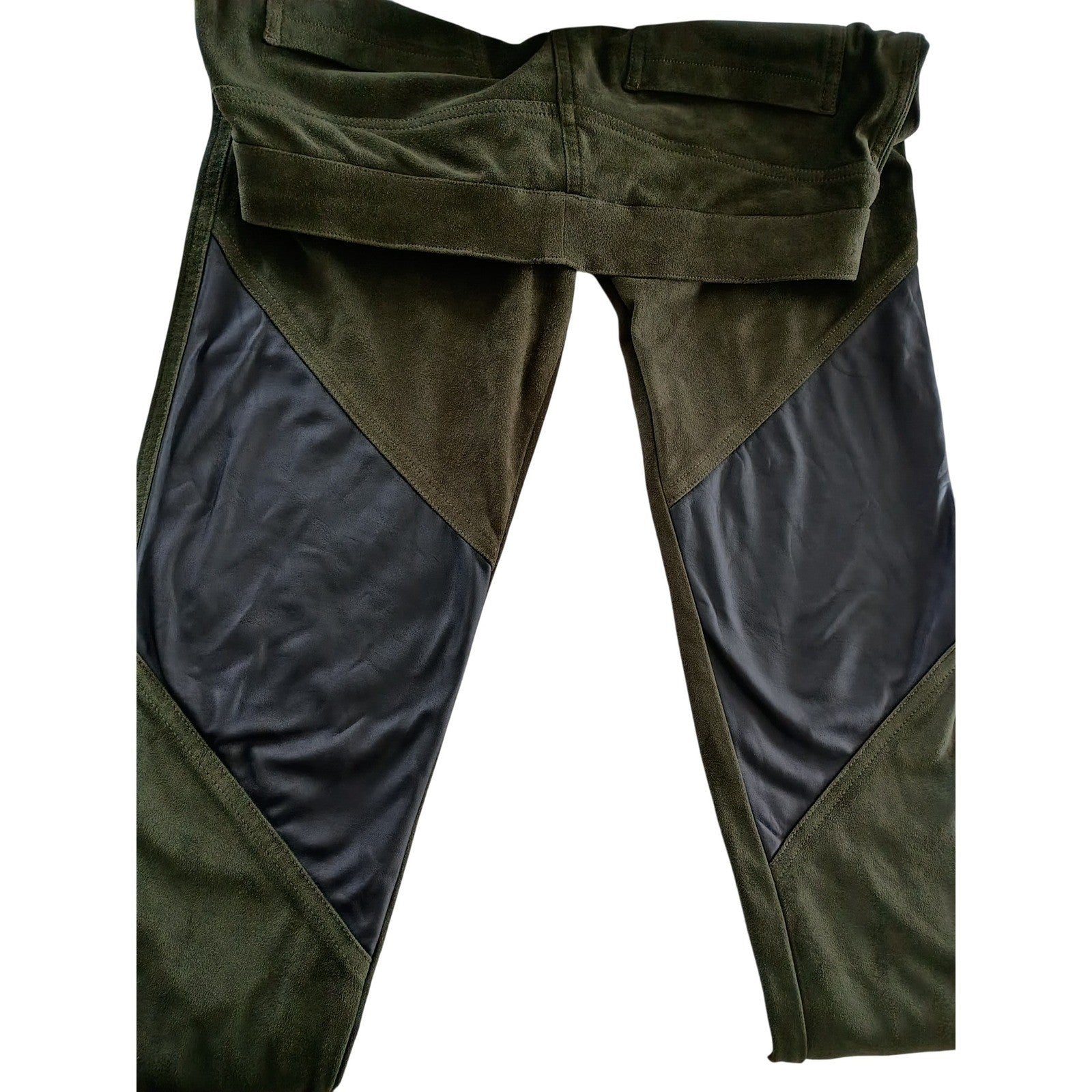 Simply Vera Wang Faux Suede Moto Leggings Pants Olive Green Size M