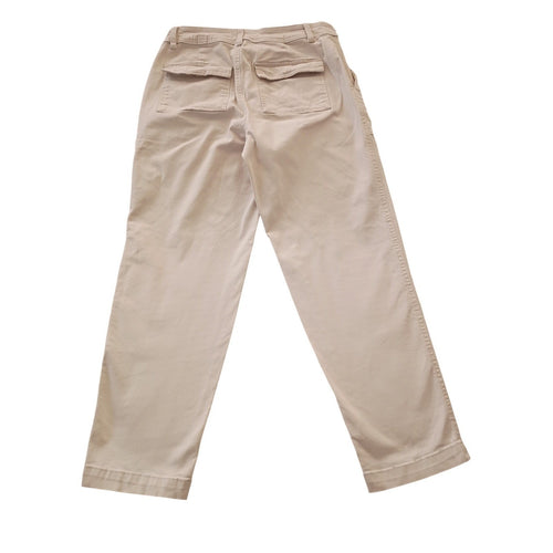 A New Day Womens Cargo Pants Cream Stretch Elasticized Sz 8 W28x26