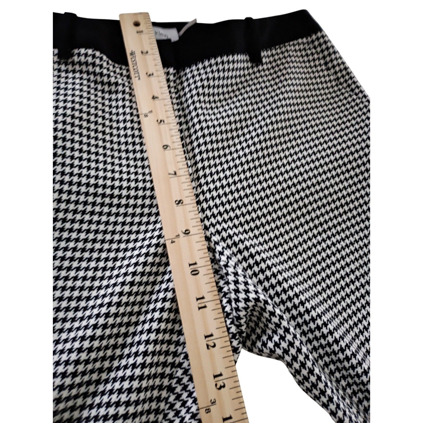 Calvin Klein Houndstooth Pants Black White Slim Fit 4 W30 x 28.5 Dress Trousser