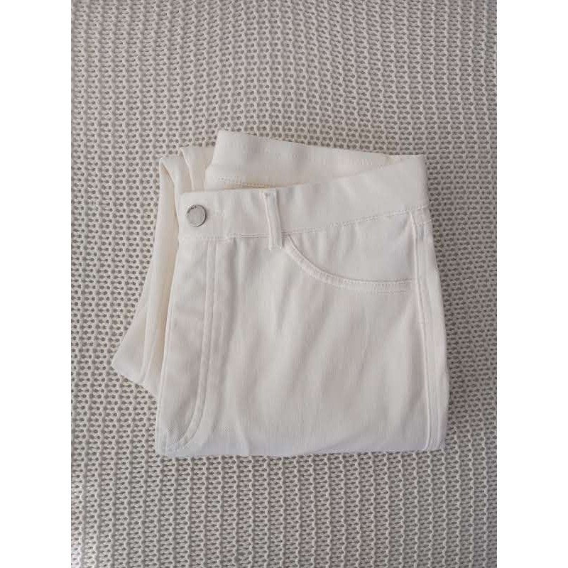 Uniqlo Ultra Stretch Cropped Slim Pants Cream Off White Waist 30x26 Easy Fit