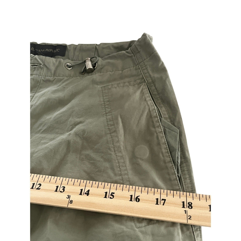 Banana Republic Olive Green Cargo Pants Drawstring Cropped Leg Size Fit 26)