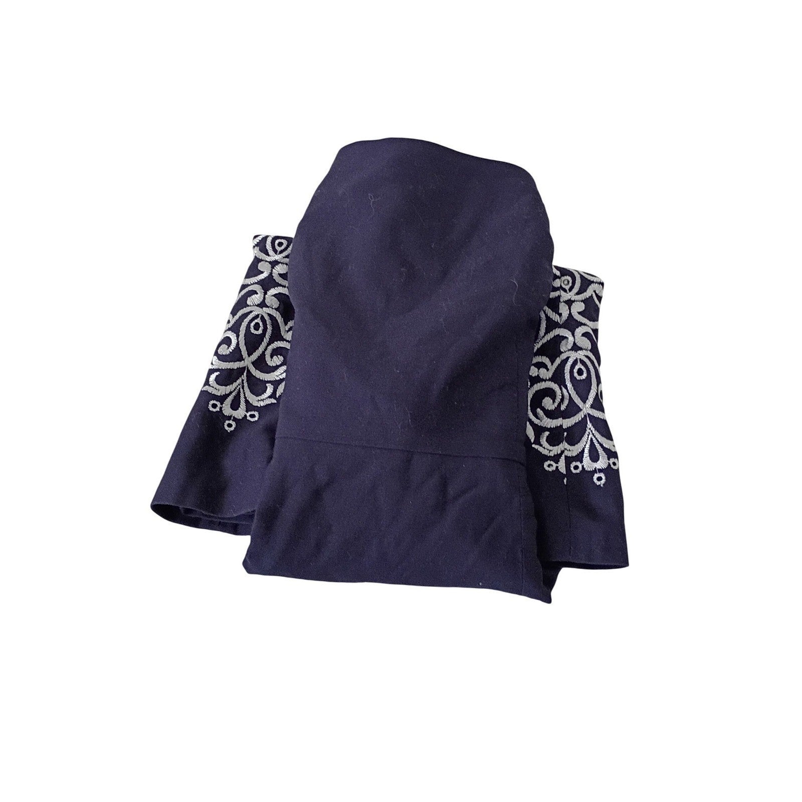 Ann Taylor Navy Blue Strapless Embroidered A-Line Dress Small 100% Cotton Summer