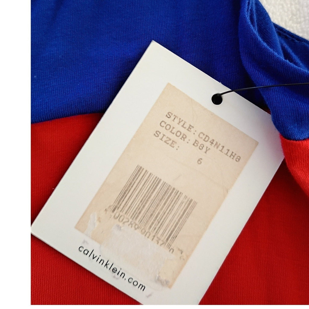 Calvin Klein Colorblock Maxi Dress Blue Red Black Sleeveless NWT 6/Small  Bold
