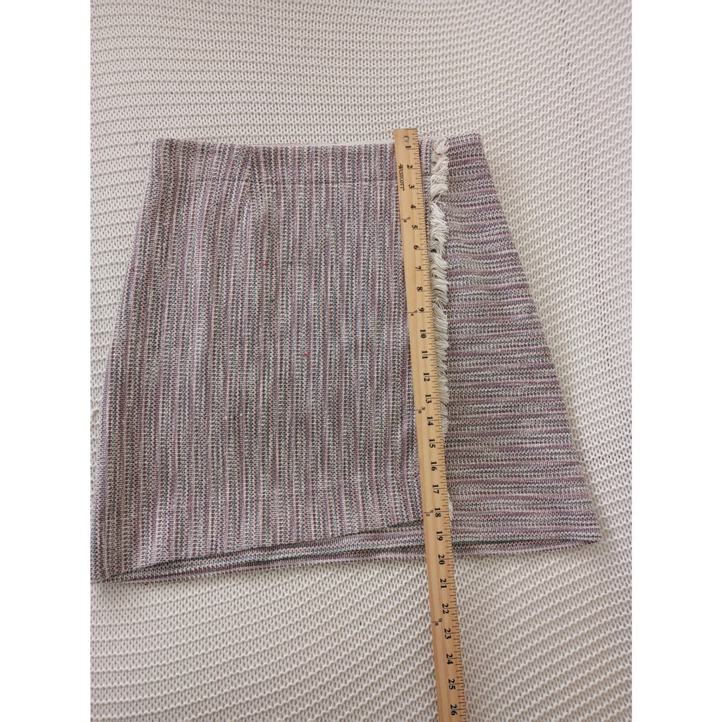 Maeve Anthropologie Cotton Tweed Fringe Trim A-Line Mini Skirt Multi Color Sz 10