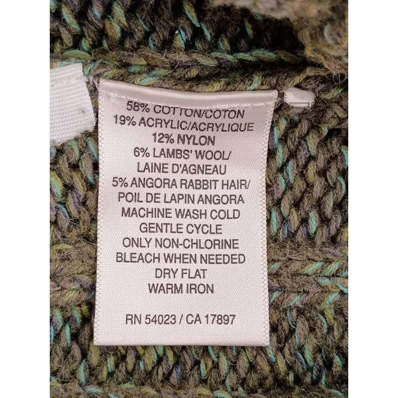 Old Navy Wool Angora Blend Cable Knit Cowl Neck Sweater Green Cozy M