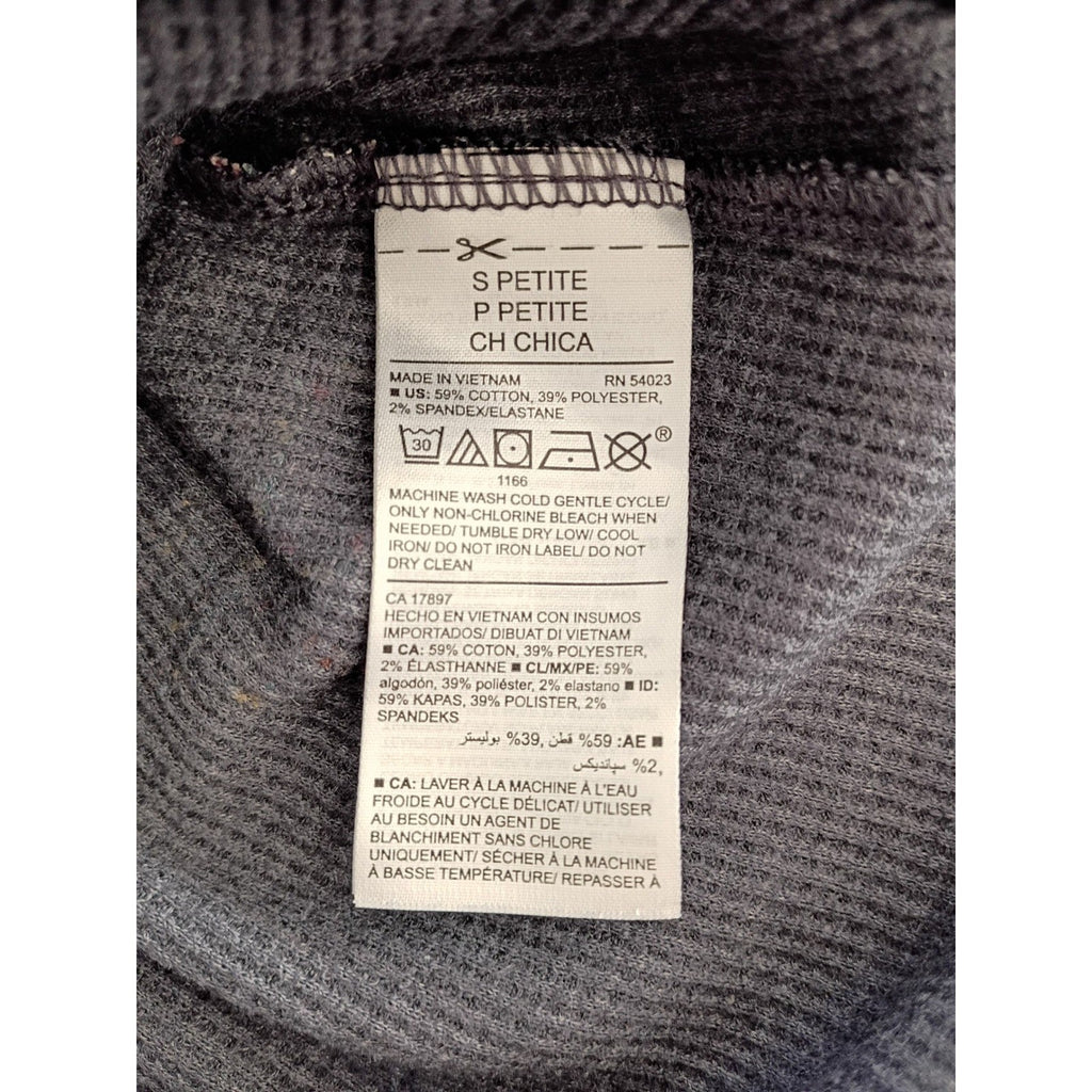 Old Navy Dark Gray Palm Tree Print Long Sleeve Cotton Thermal Top