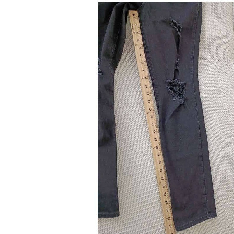 Old Navy Black Power Slim Straight High Rise Distressed Jeans Womens Size 6 / 28