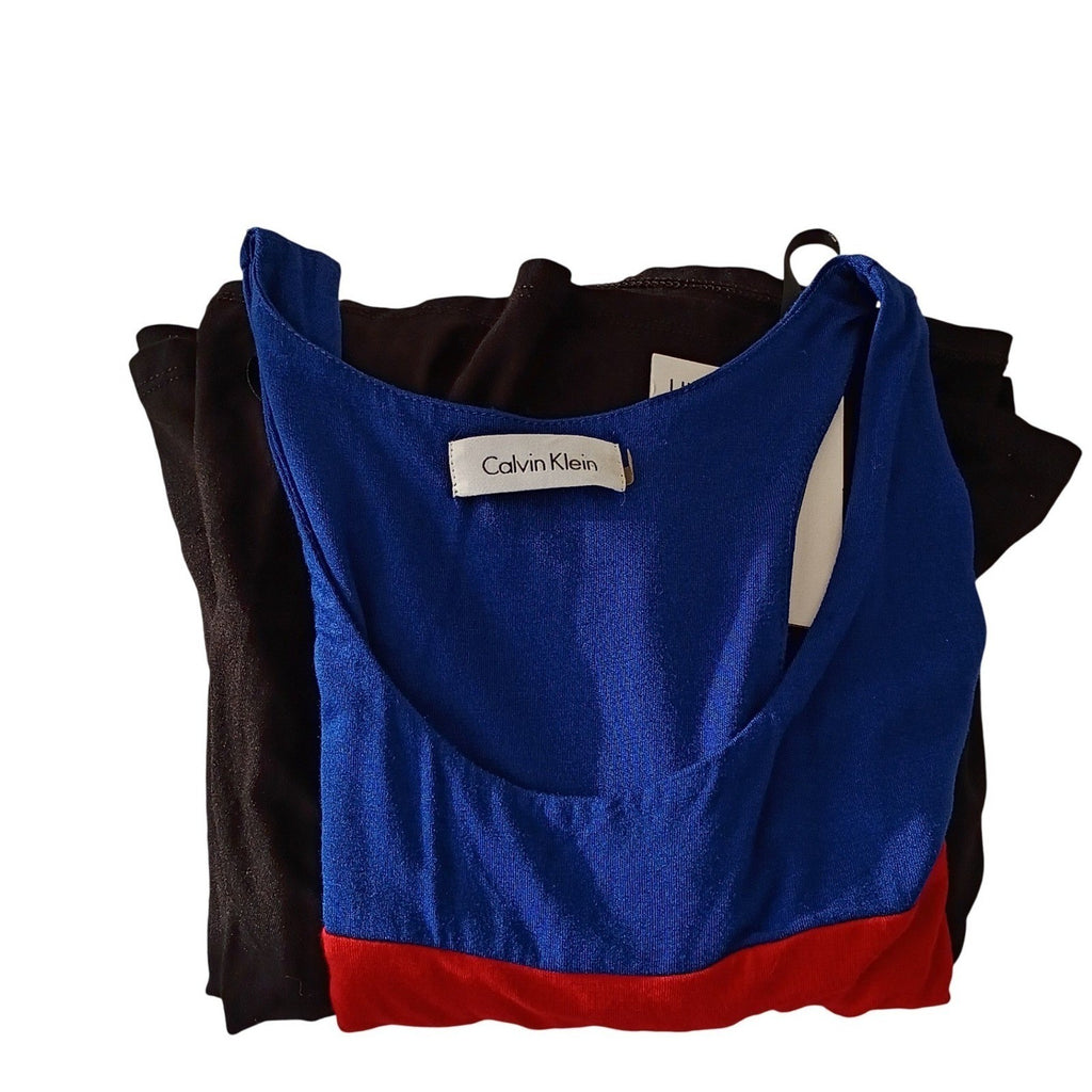 Calvin Klein Colorblock Maxi Dress Blue Red Black Sleeveless NWT 6/Small  Bold