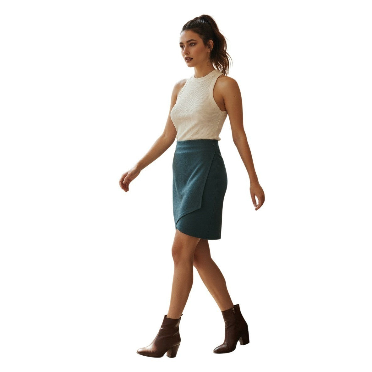 Aritzia Sunday Best Teal Tulip Hem Mini Skirt S W27 NWOT Preppy Chic