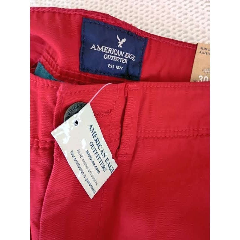 American Eagle Red Chino Pants 30x34 NWT Slim Straight Classic Vibrant