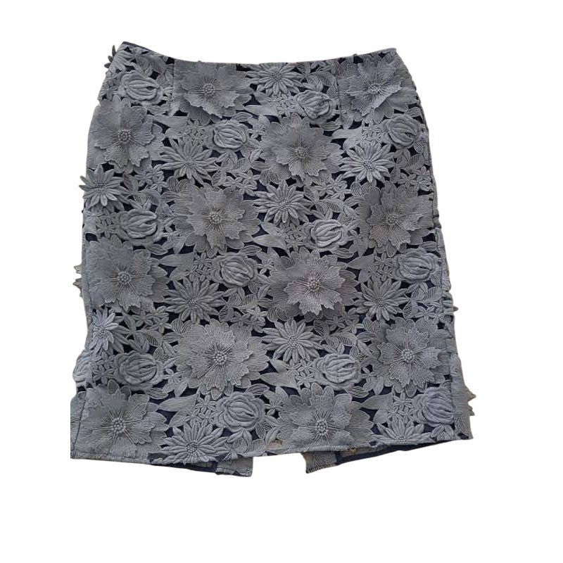 French Connection Blue Grey 3D Floral Lace Mini Skirt W32 S12 L Party Wedding