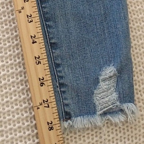 Madewell Curvy High Rise Slim Strgt Jeans Light Wash Distress Raw Hem 27x28 $148