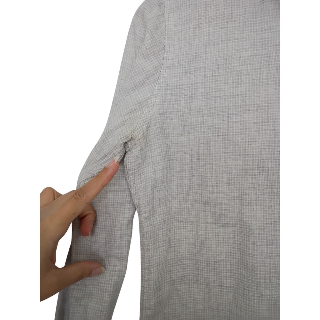 Uniqlo Linen Blend Long Sleeve Button Up Shirt Gray Fits S Casual Everyday