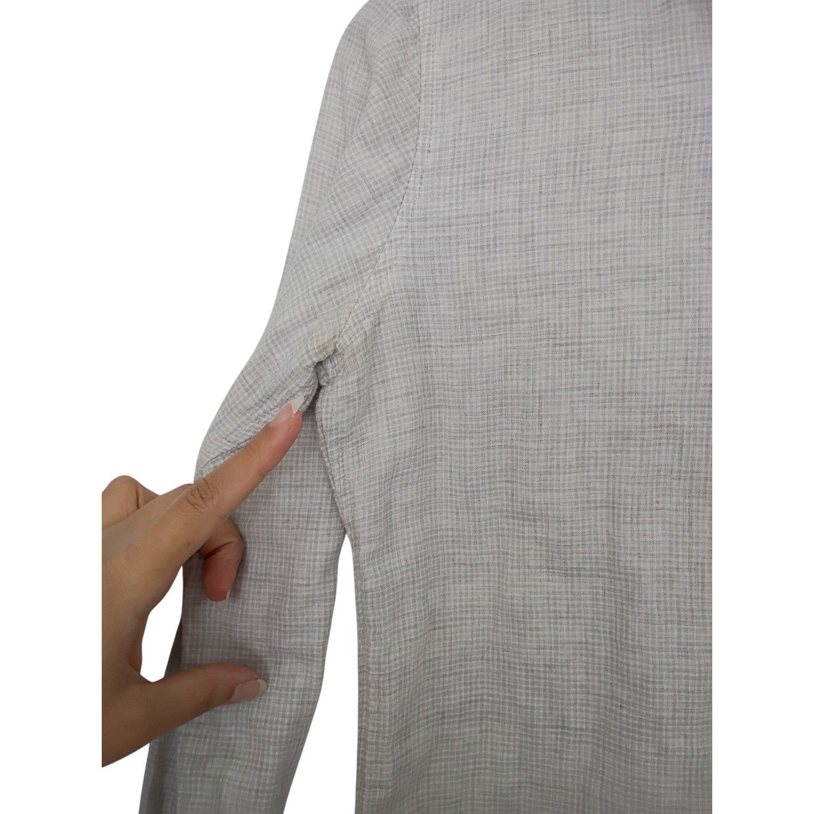 Uniqlo Linen Blend Long Sleeve Button Up Shirt Gray Fits S Casual Everyday