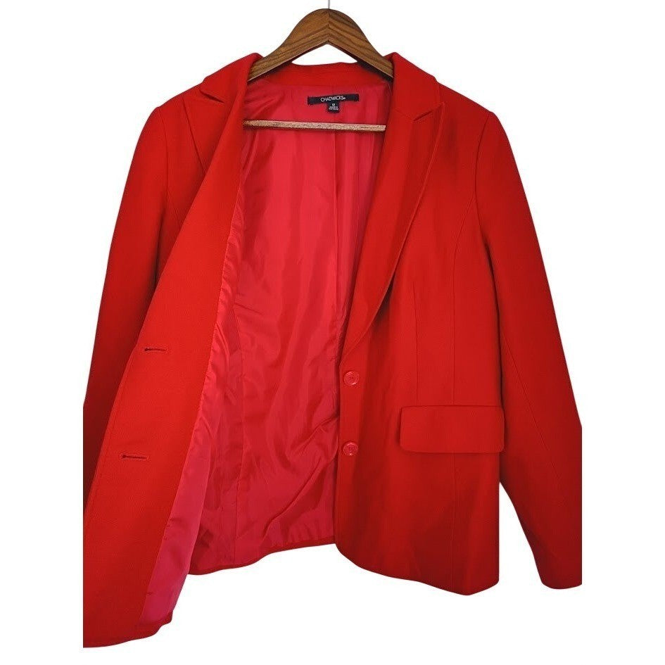 Chadwicks Red Wool Blend Blazer Single Button Career Office Classic 12