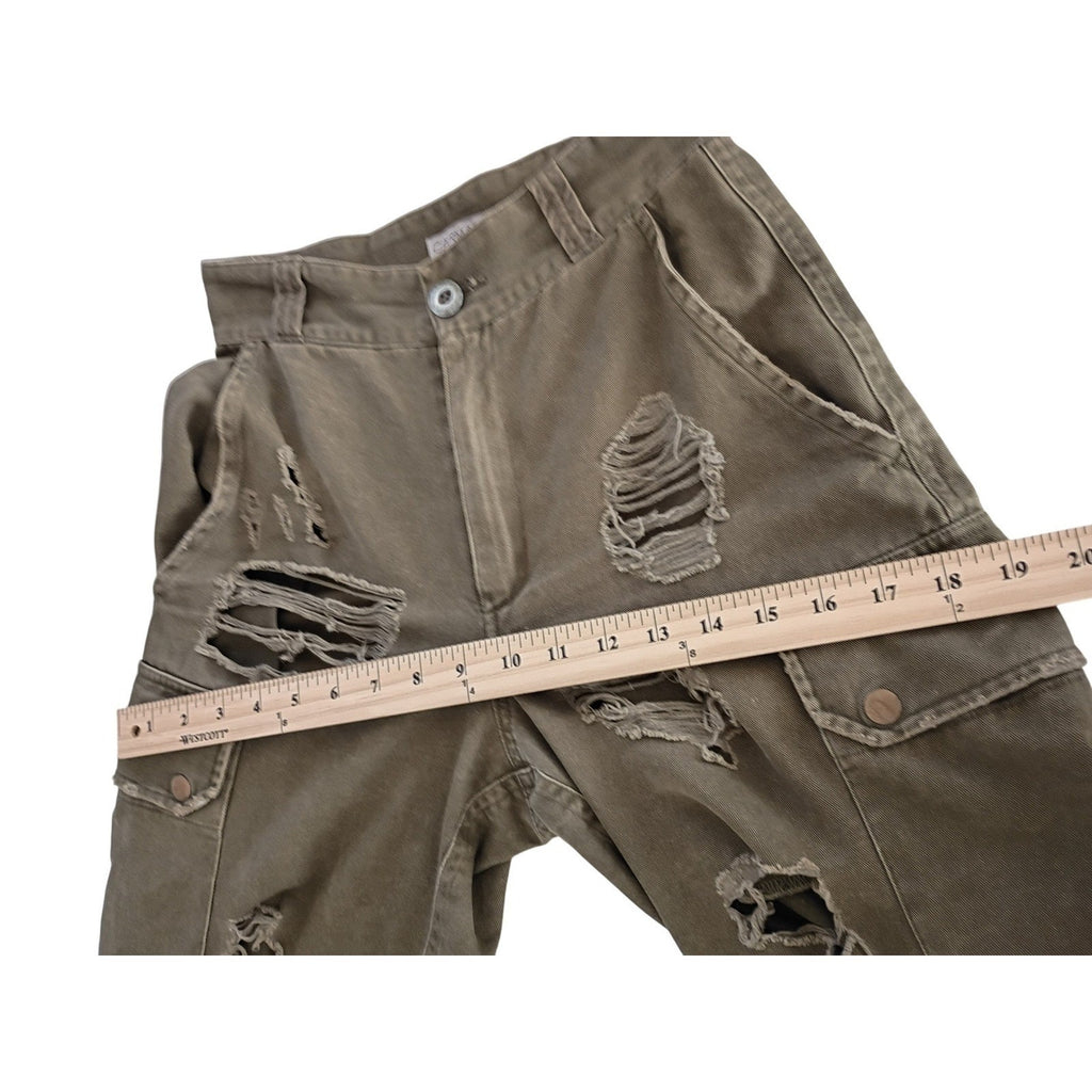 CARMAR CARMAR Olive Green Distressed Cargo Pants Size 26 VTG Grunge Style
