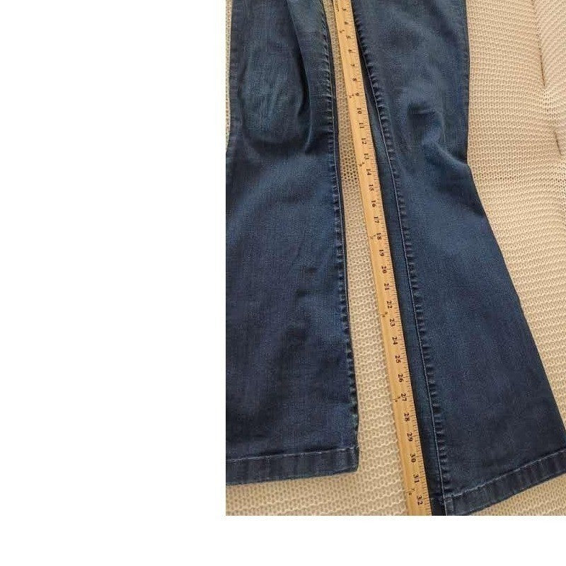 GAP 1969 High Rise Bootcut Flare Clean Dark Indigo Jeans 27x33 Stretch Denim