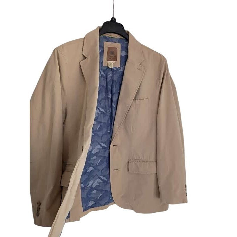 Territory Ahead 100% Cotton Tan Blazer Jacket L Button Up Lapel Collar Light