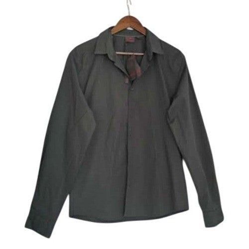 Esprit - Y2K Men Long Sleeve Button Up Shirt Gray Cotton Blend Size L