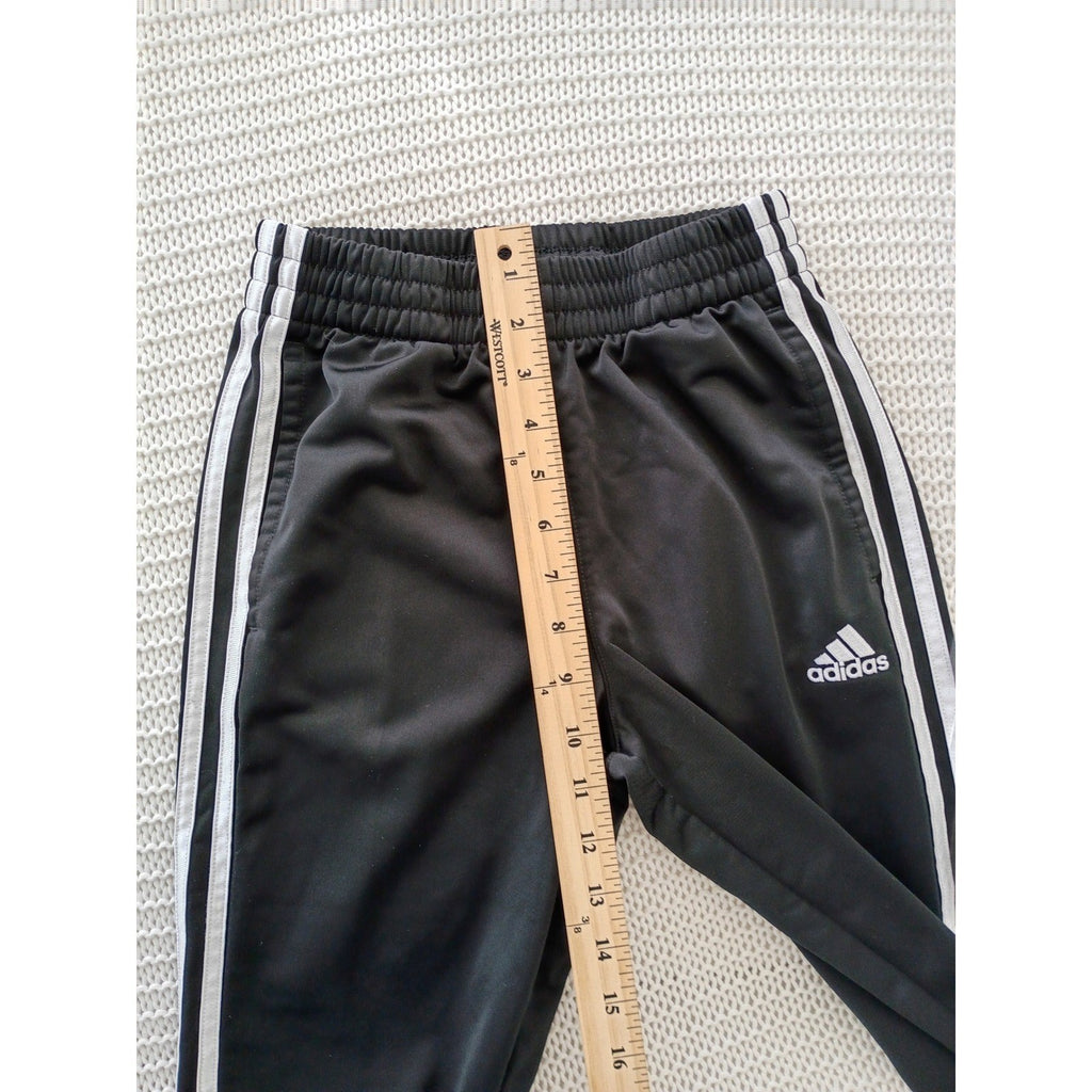 Adidas Youth 10/12 Track Pants Black White 3 Stripe Joggers Fits Women Petite S