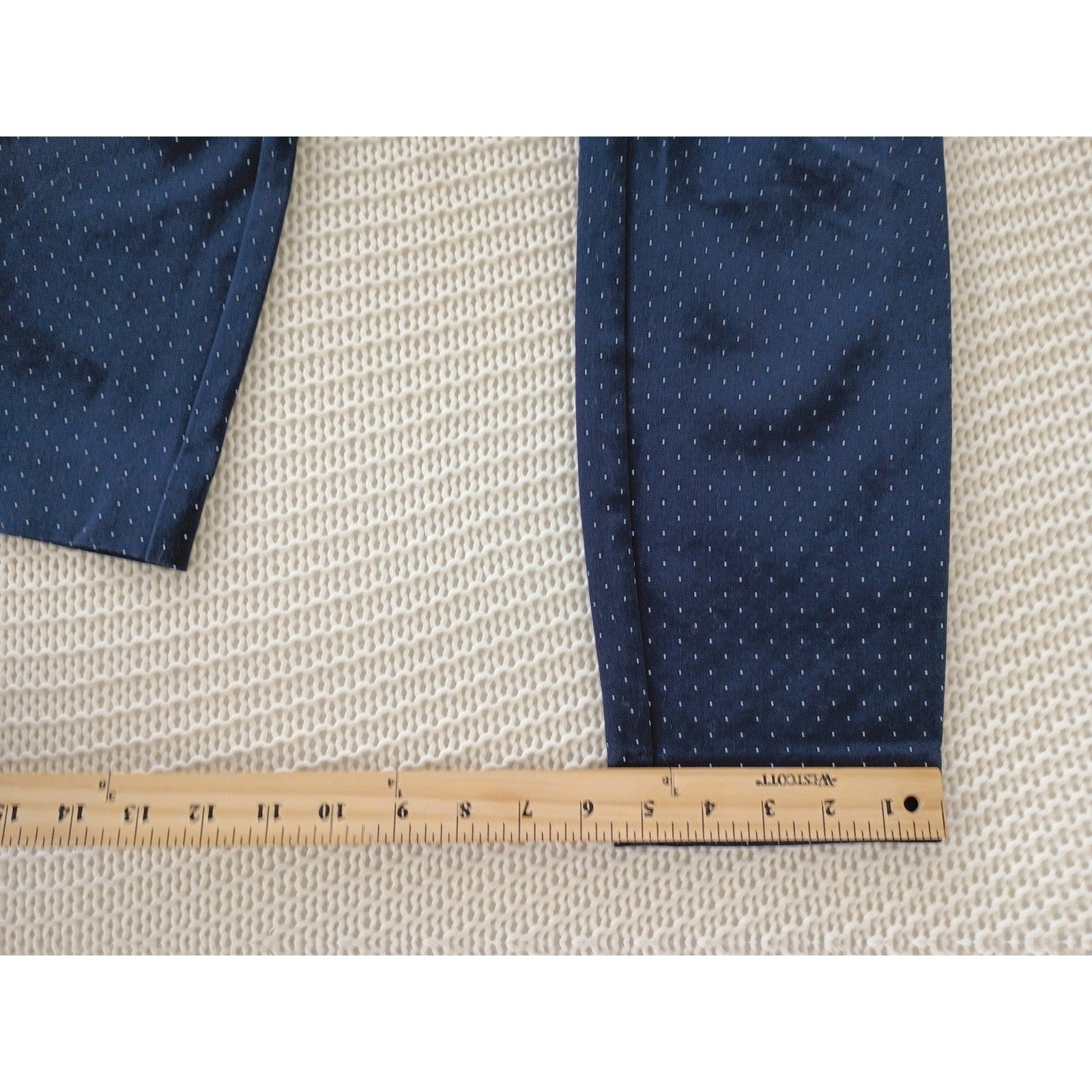 Gap Navy Blue Polka Dot Slim Trousers 4R W28x29 Stretch Cotton Casual Chic