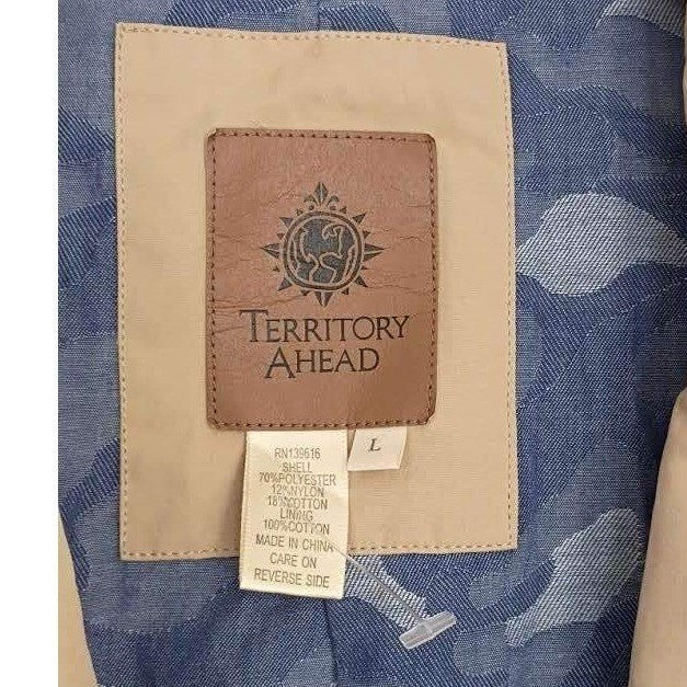 Territory Ahead 100% Cotton Tan Blazer Jacket L Button Up Lapel Collar Light