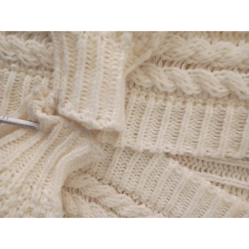 Princess Polly Elegant Cozy Cream Cable Knit Cropped Cardigan Open Front M NWOT