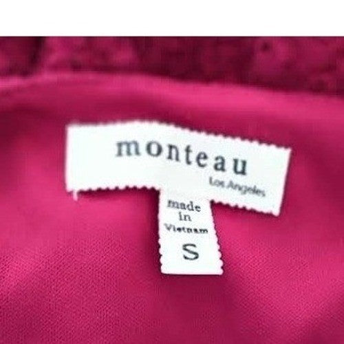 MONTEAU LA Burgundy Lace Halter Top S Romantic Coquette Elegant Cotton Blend