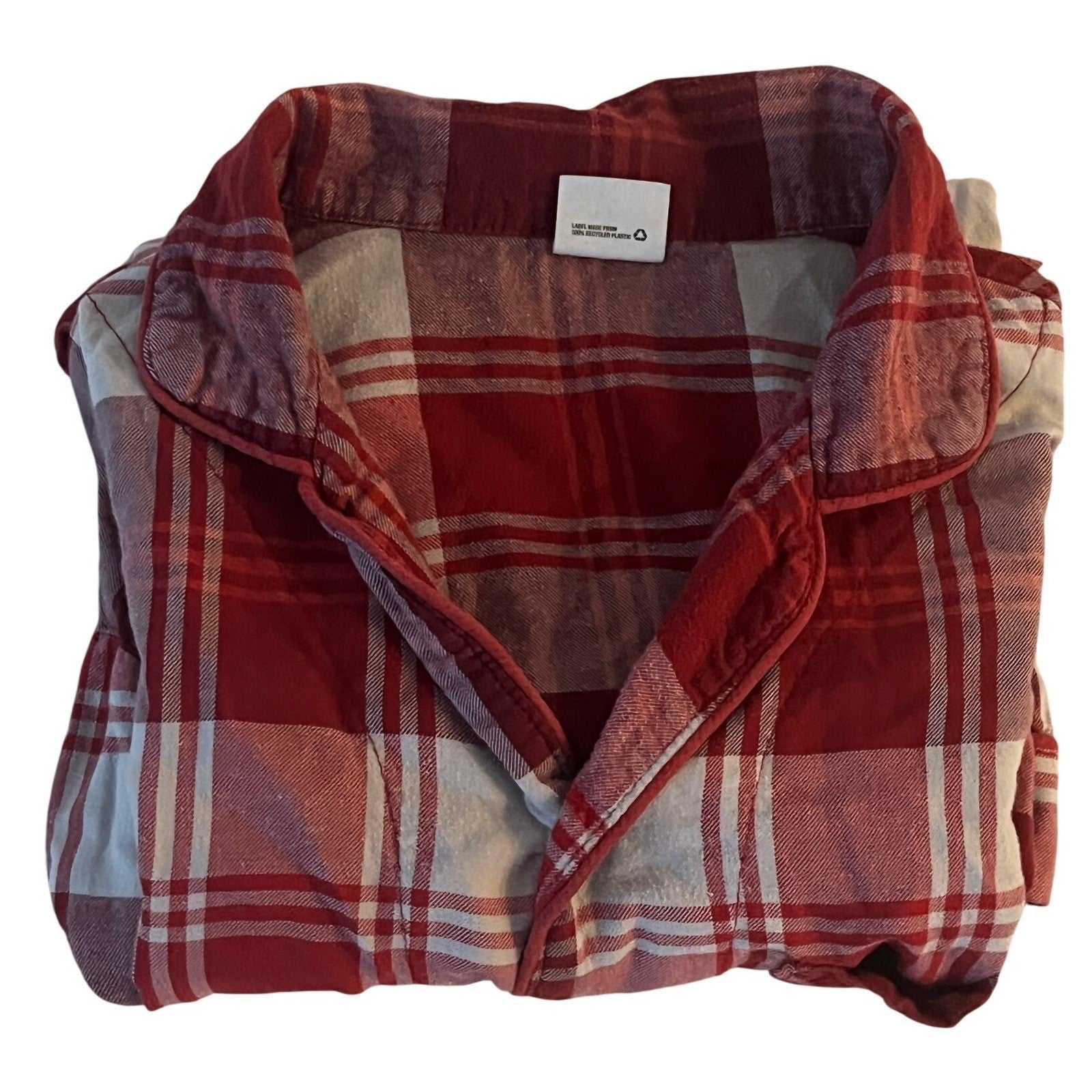 HEARTH & HAND Magnolia Red White Plaid Pajama Shirt Mens S Cotton