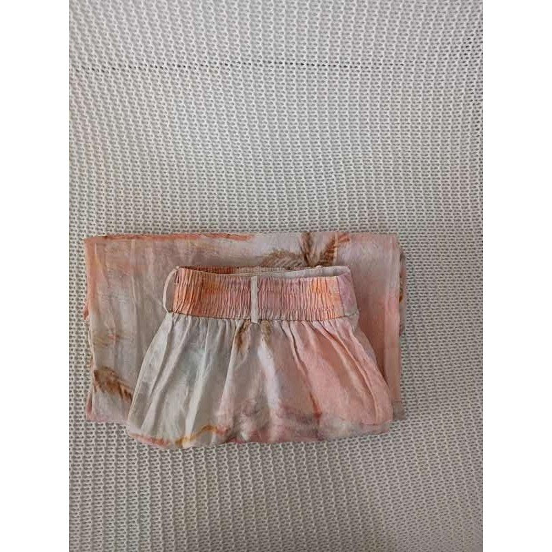Rachel Zoe NWT Linen Blend Wide Leg Tropical Palm Tree Print Pants Peach Pink