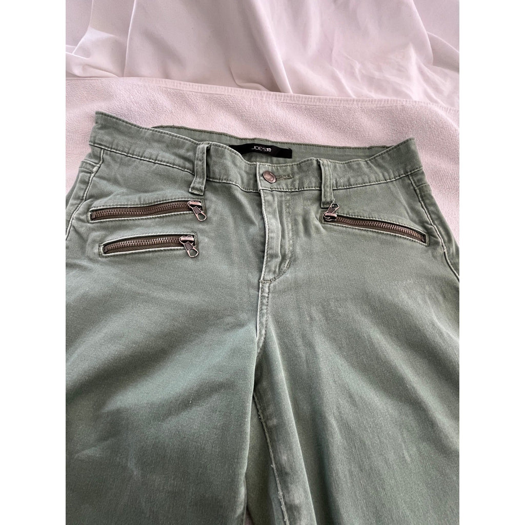 Joe's Jeans Rocker Skinny Olive Green Zipper Detail Stretch 28x31