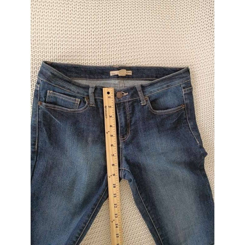 Y2K Moto Utility Skinny Jeans Dark Wash Embroidered Pocket 30x31 2.1 Denim